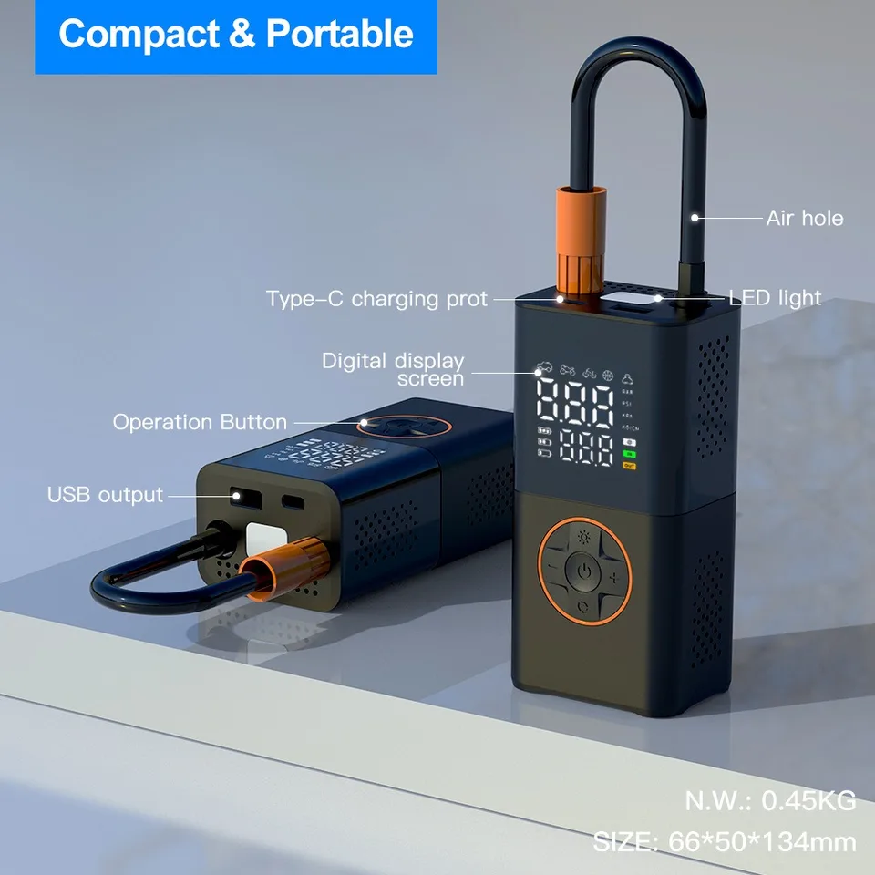 Digital Tyre Inflator | Wireless Charging | Car & Bike Portable Pump - Thumbnail 4