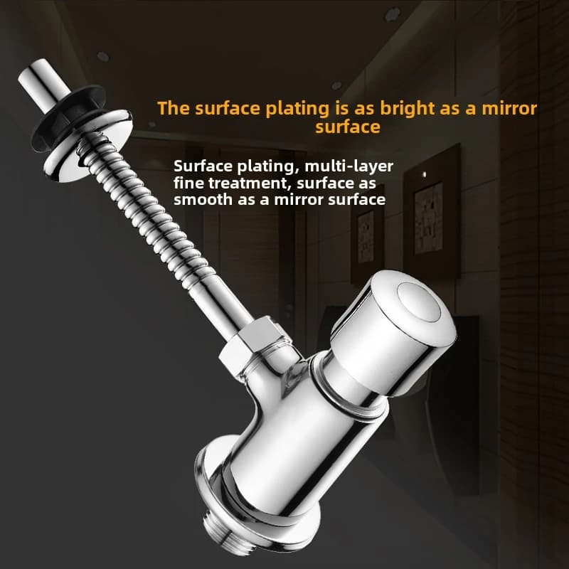 Toilet Valve Flush | Self-Closing Brass Urinal | Delay Action Hand Press - Thumbnail 3