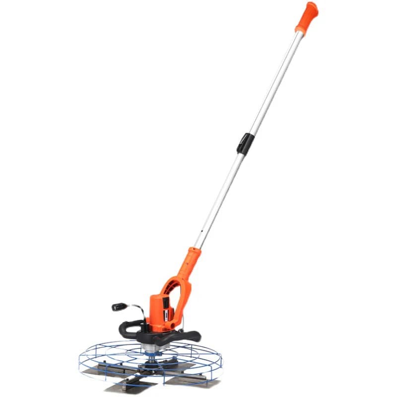 Premium electric cement trowel with copper motor for concrete floor finishing, featuring a durable pavement blade and ergonomic handles.