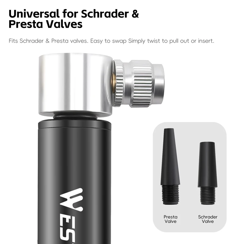 Mini Bike Tyre Inflator | 120PSI Hand Pump | Schrader/Presta Valve - Thumbnail 2