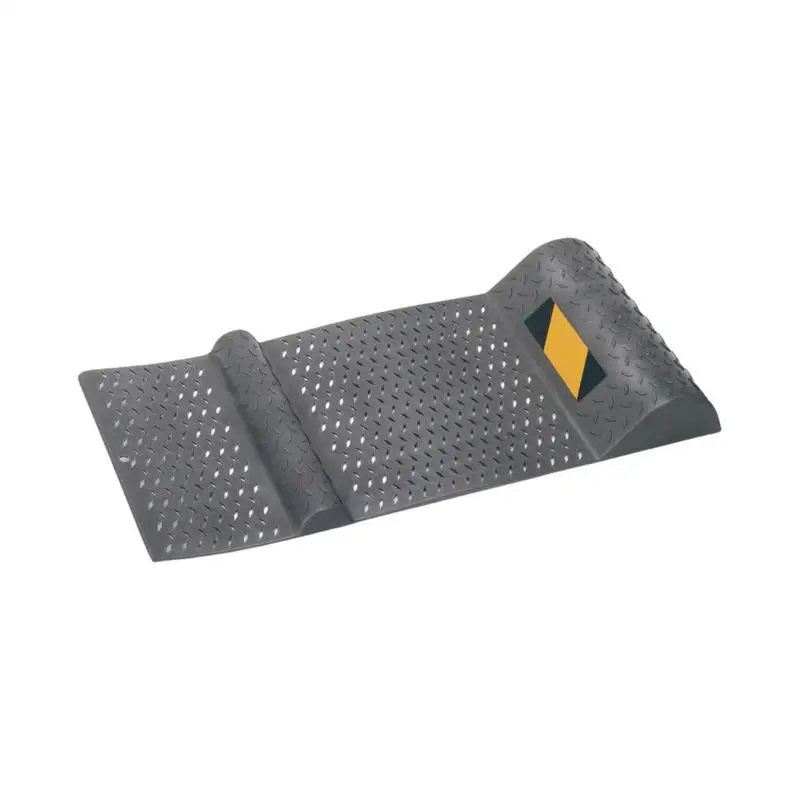 A non-slip garage car parking mat, acting as a wheel chock and positioning stopper pad for precise parking.