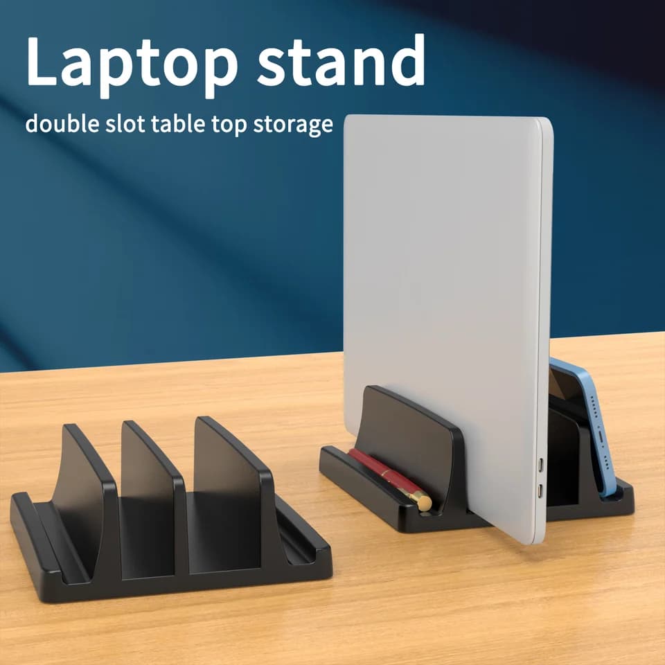 Dual Slot Laptop Stand | Space-Saving Vertical Holder | Supports MacBook - Thumbnail 4