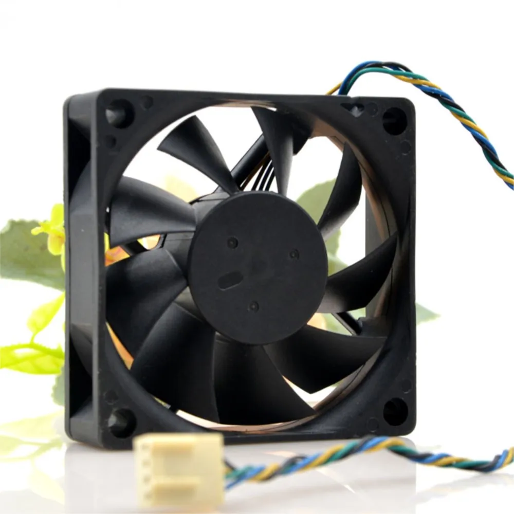 AVC DV07020B12U 70mm PWM cooling fan with dual ball bearing, 12V 0.7A, for efficient CPU and server cooling.