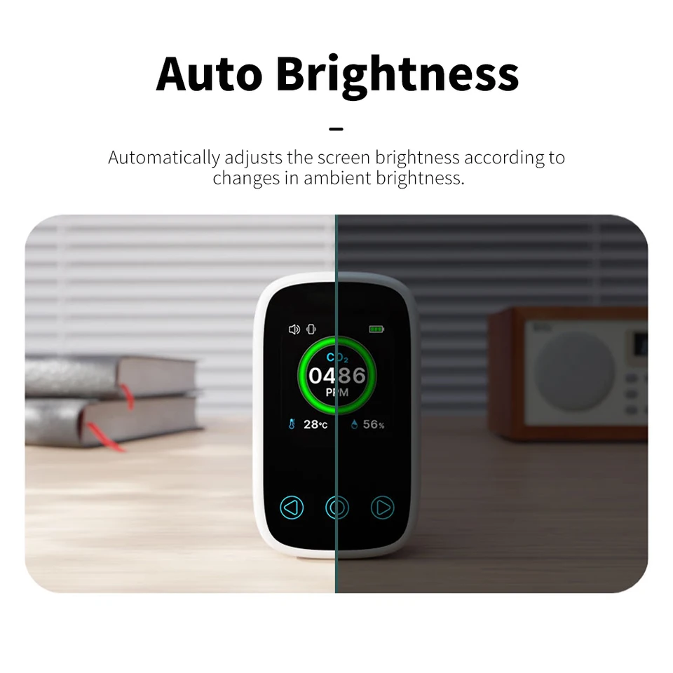 Carbon Monoxide Detector | 3-in-1 CO2, Temp, Humidity | NDIR Sensor, Voice Alarm - Thumbnail 4