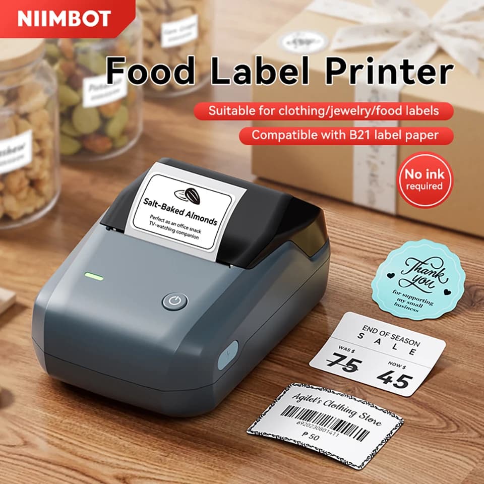 Niimbot B1 Label Printer | 20-50mm Print Width | Food Tag & Barcode Labelling - Thumbnail 4
