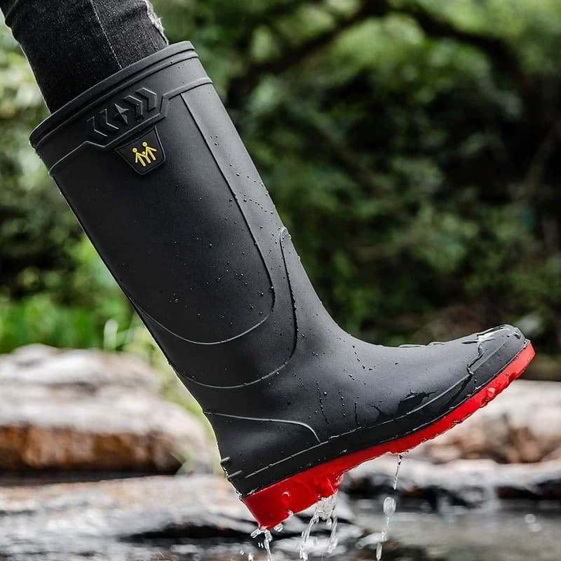 Men's Rain Boots | Waterproof Slip-On Work Boots | Non-Slip Fishing Shoes - Thumbnail 3