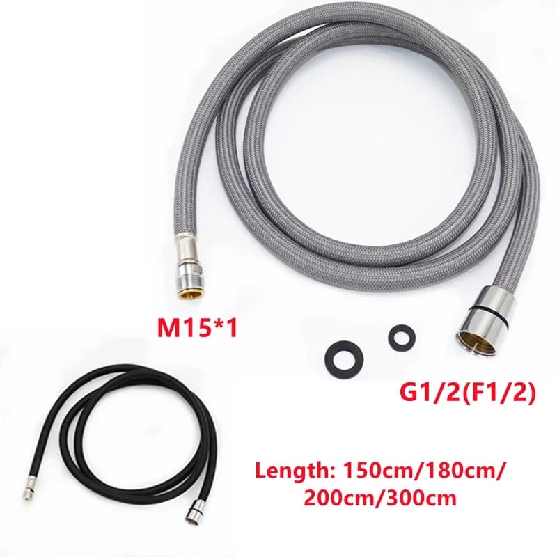 Washing Machine Hose | Nylon Braided Pull Out Tap Hose | 150-300cm Kitchen/Basin - Thumbnail 2