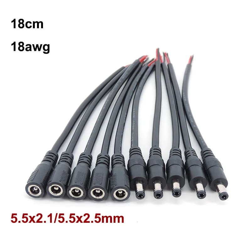 DC Power Connector Cable 5.5x2.1mm | Flexible Power Supply Lead | LED Strip Light Camera - Thumbnail 7