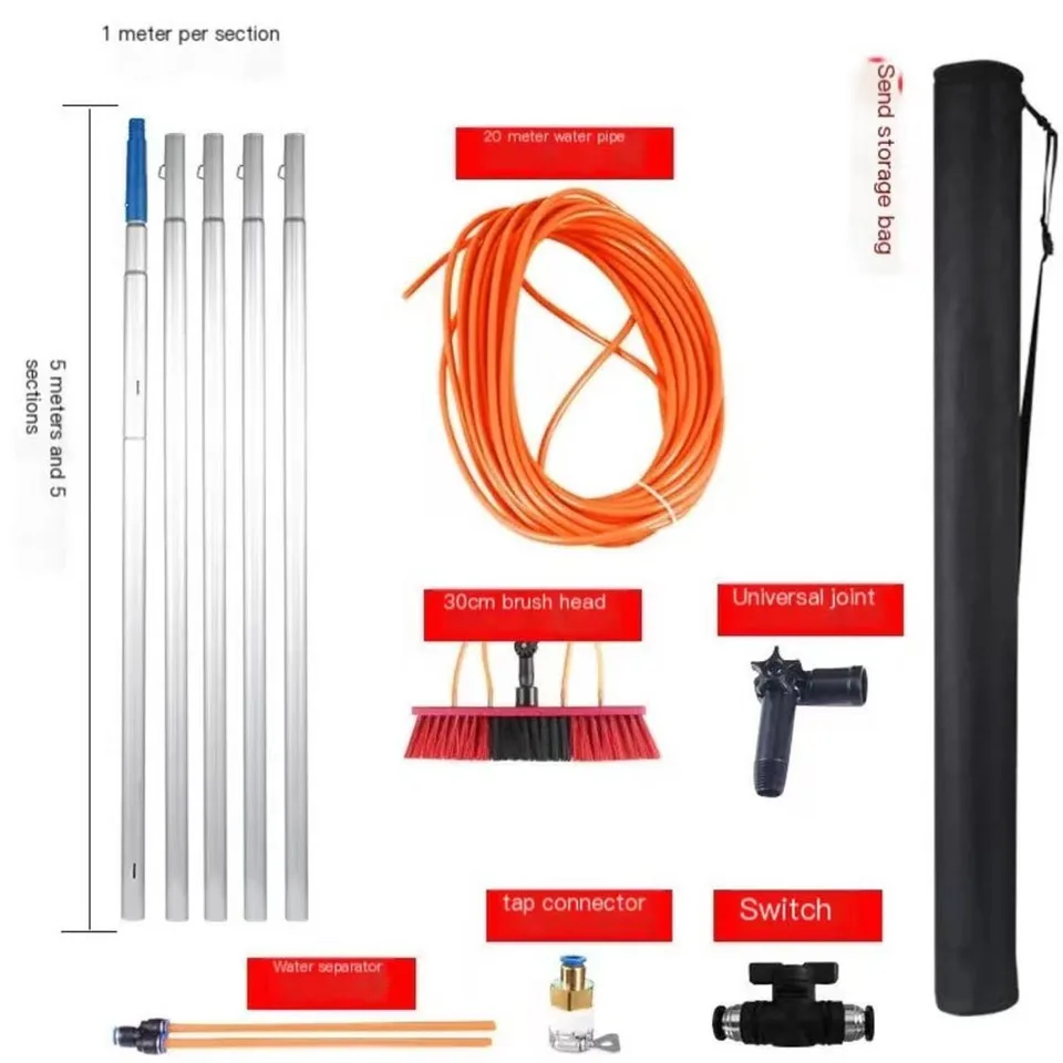 Window Cleaning Pole Telescopic | 5m High Reach | Solar Panel Washing Brush - Thumbnail 6