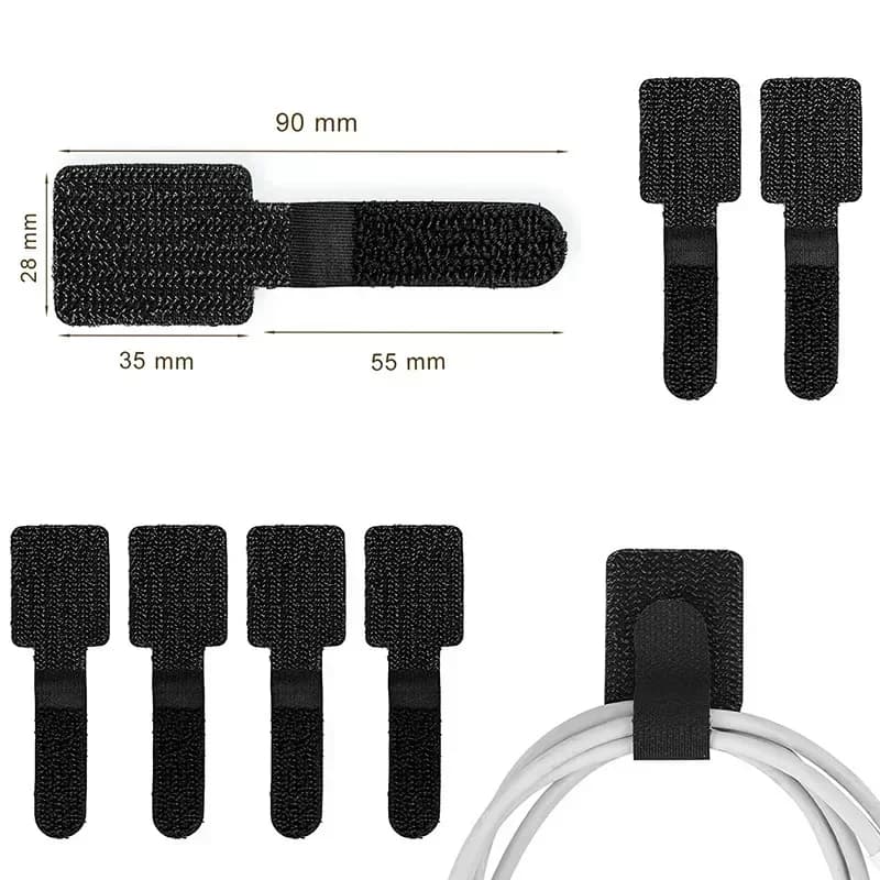 Cable Ties | Self-Adhesive Hook & Loop Straps | Desk Cord Organizer - Thumbnail 5