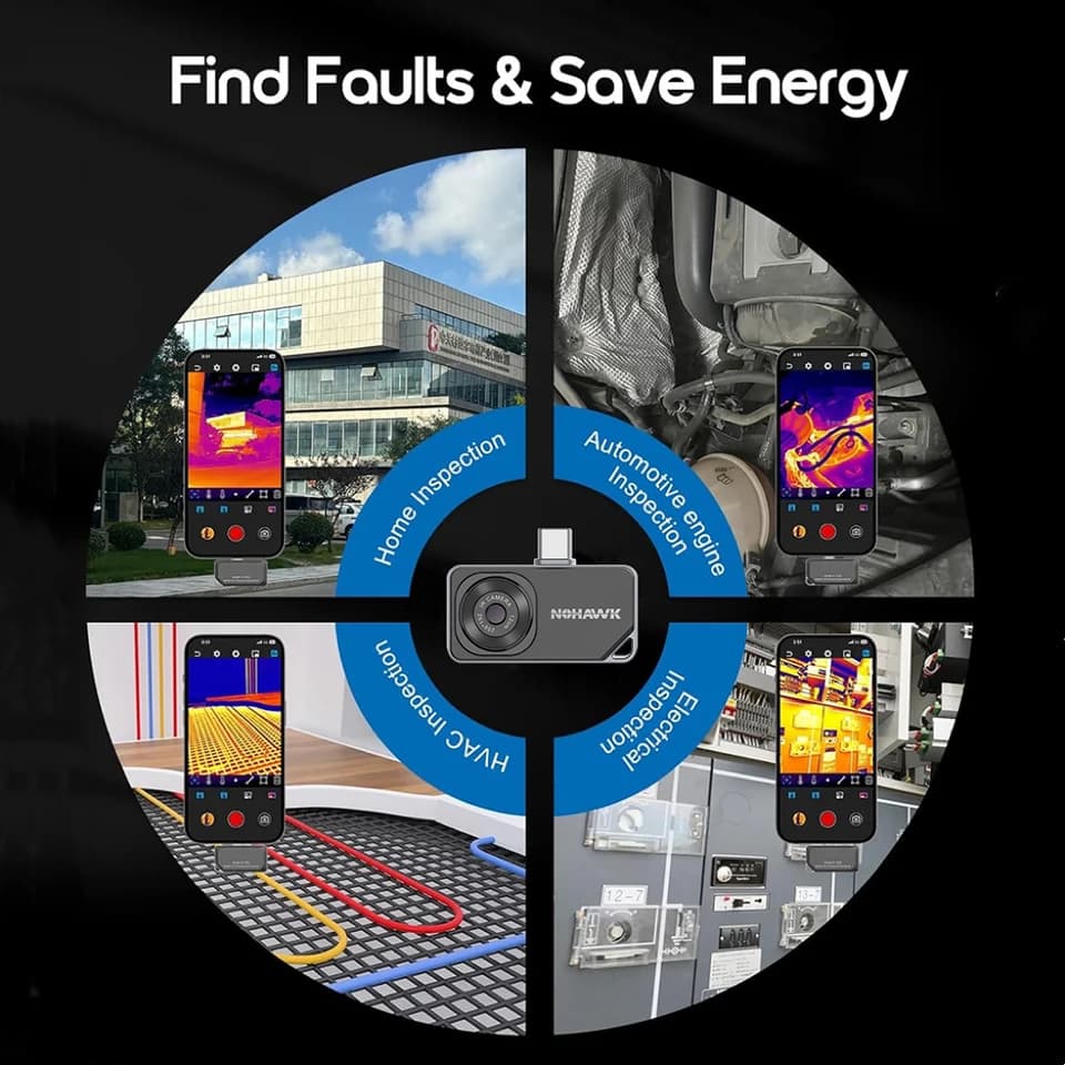 NOHAWK Thermal Camera | USB-C for iPhone 15+ & Android | HVAC, Auto & Home Repairs - Thumbnail 7