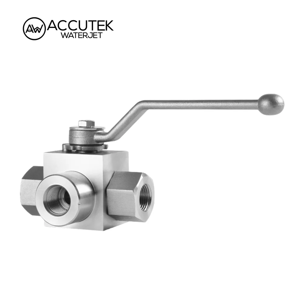 Stainless 304 Steel 3-Way Hydraulic Ball Valve KHB3K | L-Port Female BSPP | 6000Psi High Pressure - Thumbnail 2