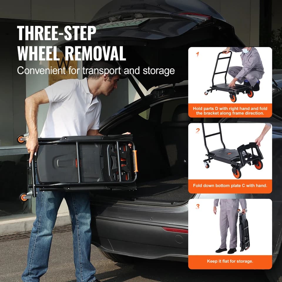 Folding Sack Truck | 136kg Aluminium Trolley | Telescopic Dolly - Thumbnail 6