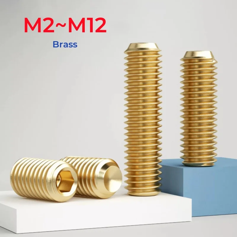 Brass Grub Screws | Cup Point Hex Socket | M2-M12 Assortment - Thumbnail 2