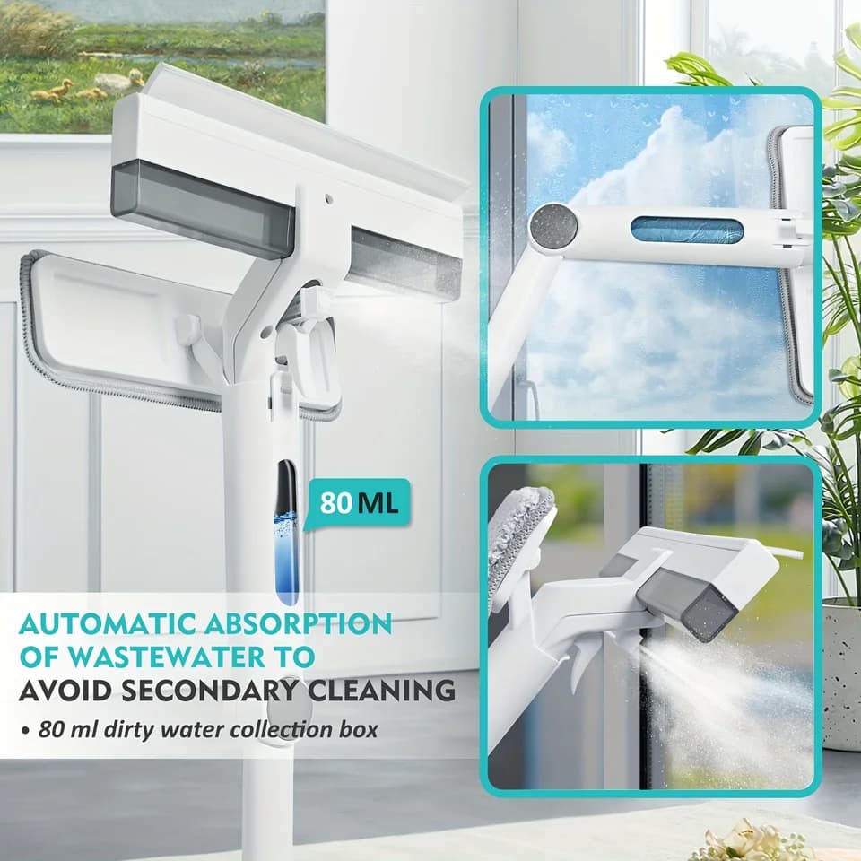 Telescopic Pole for Window Cleaning | Integrated Water Tank & Spray | Wash & Squeegee - Thumbnail 7