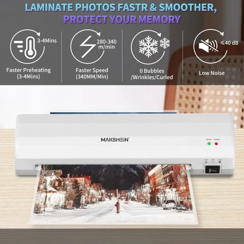 A4 Laminator | Fast Hot & Cold Lamination | Anti-Jam Office & Home - Thumbnail 6