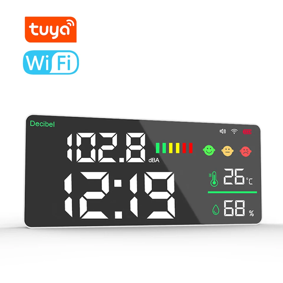 4-in-1 WiFi Sound Level Meter | Temp, Humidity, Decibel Alarm | APP Control - Thumbnail 2