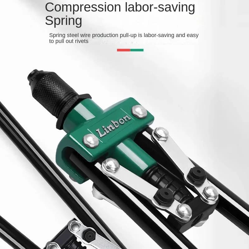 Manual Rivet Gun Set | 4 Rivet Heads for Metal & Plastic | Heavy-Duty One-Handed Tool - Thumbnail 6