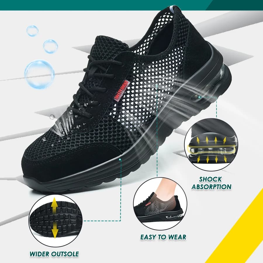 Steel Toe Cap Boots | Breathable Mesh Safety | Puncture Proof Work Shoes - Thumbnail 6