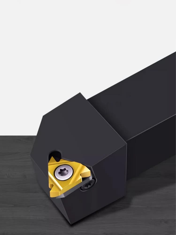 SER series external thread turning tool holder for CNC lathes, featuring a durable steel body and precision-ground clamping surfaces.