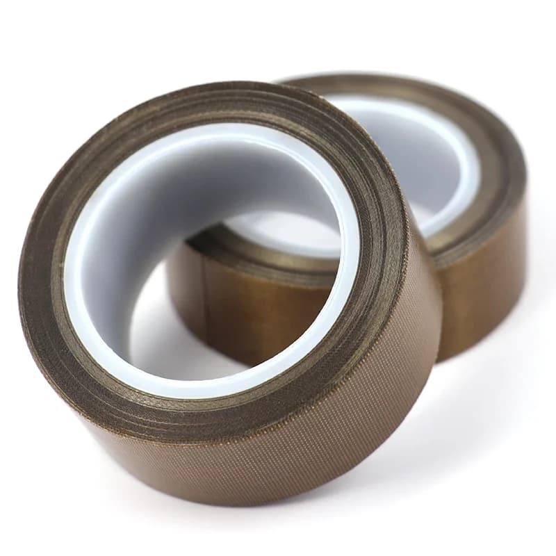 PTFE thread seal tape for gas: two brown rolls on a white background.