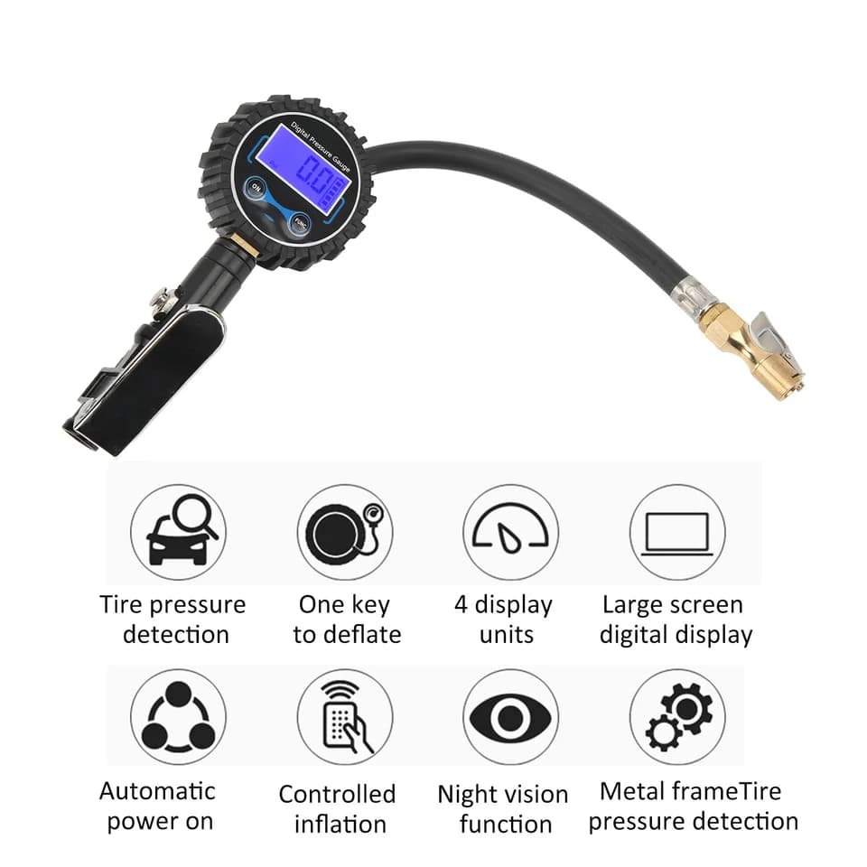 Digital Tyre Inflator | Auto-Off Easy Read Gauge | Car Van Truck Bus - Thumbnail 2