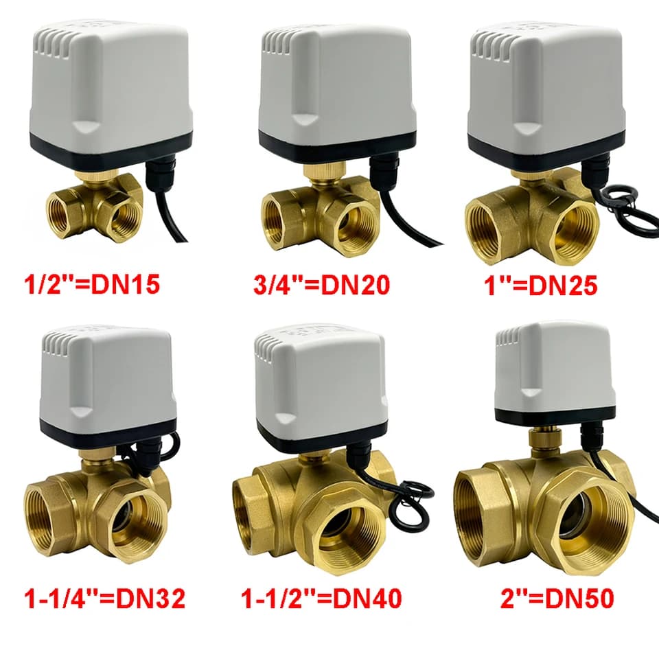 DN15-DN32 3-Way Brass Gate Valve | IP65 Motorised | T-Port 3-Wire Control - Thumbnail 5