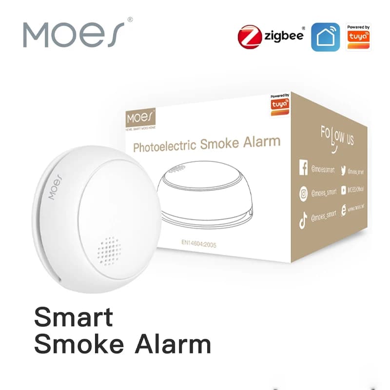 ZigBee Smart Smoke Detector | 85dB Siren Alarm | Home & Kitchen Fire Safety App Alert - Thumbnail 2