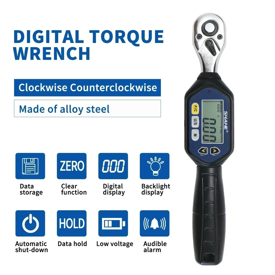 Shahe Digital Torque Wrench | 1/4" 3/8" 1/2" Drive | Bidirectional Ratchet - Thumbnail 5
