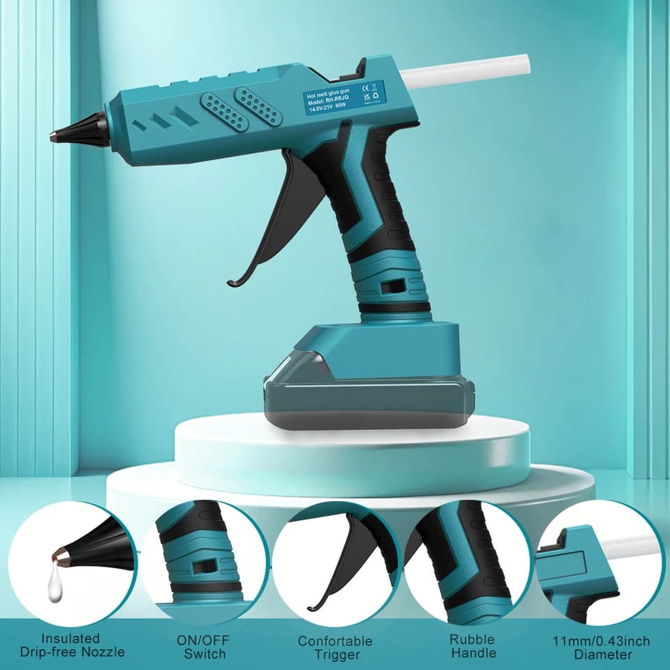 Cordless Hot Melt Glue Gun | Portable 11mm Sticks | DIY Electric Repair Tool (No Battery) - Thumbnail 2