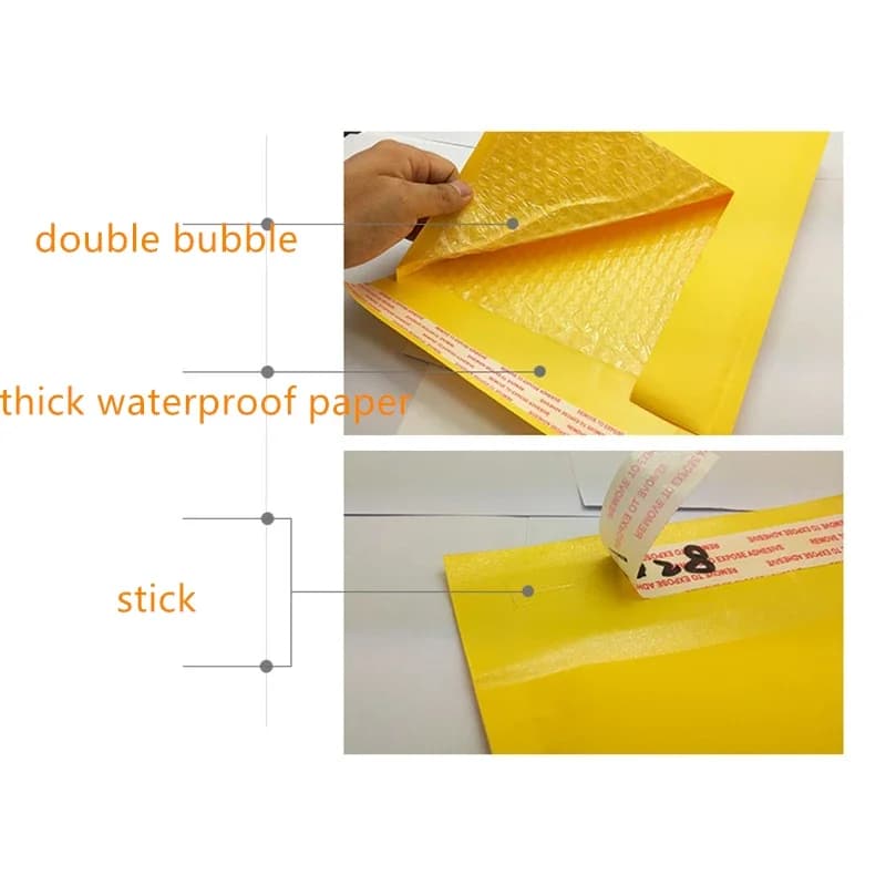 50 Yellow Mailing Bags | 12x18cm Waterproof Bubble Mailers | Medium Thick - Thumbnail 3