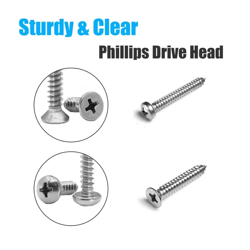 Stainless 304 Steel Wood Screws Assortment M3-M6 | Phillips Truss & Flat Head | Decking & Drywall Fixings - Thumbnail 2