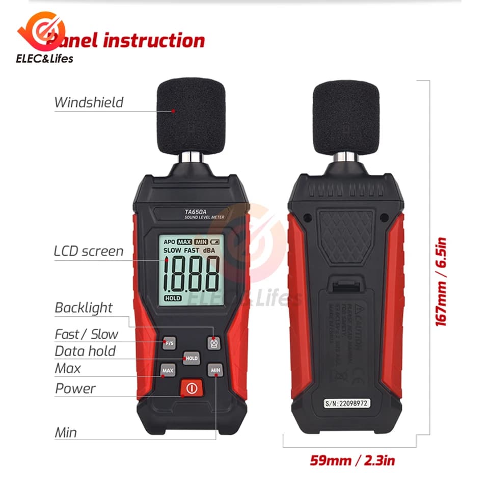 TA650A Sound Level Meter | 30-130dBA High-Precision | Industrial & Household Use - Thumbnail 3
