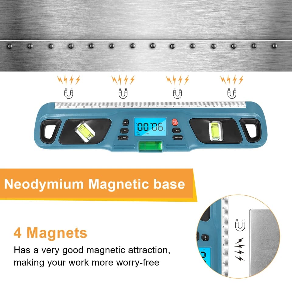 Digital Spirit Level Inclinometer | Magnetic Base & LED Display | Horizontal Ruler - Thumbnail 4