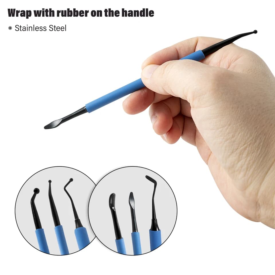 3pc Stainless Steel Window Squeegee | Anti-Slip Rubber Coating | Vinyl Tucking & Weeding Kit - Thumbnail 5