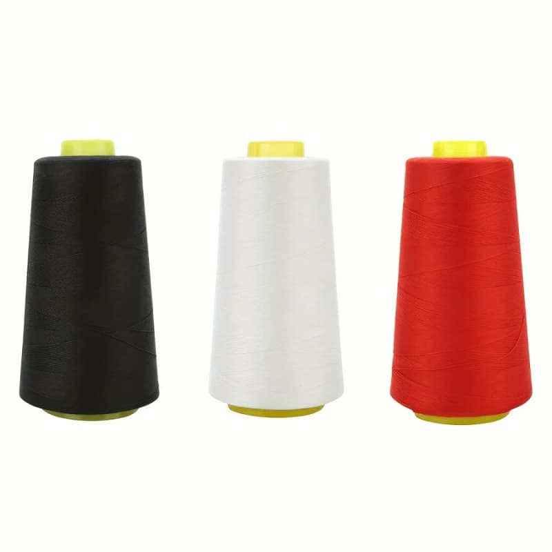 Black/White 402 Overlocker Thread 40S/2 | 3000 Yards Polyester | Industrial & Home Use - Thumbnail 3
