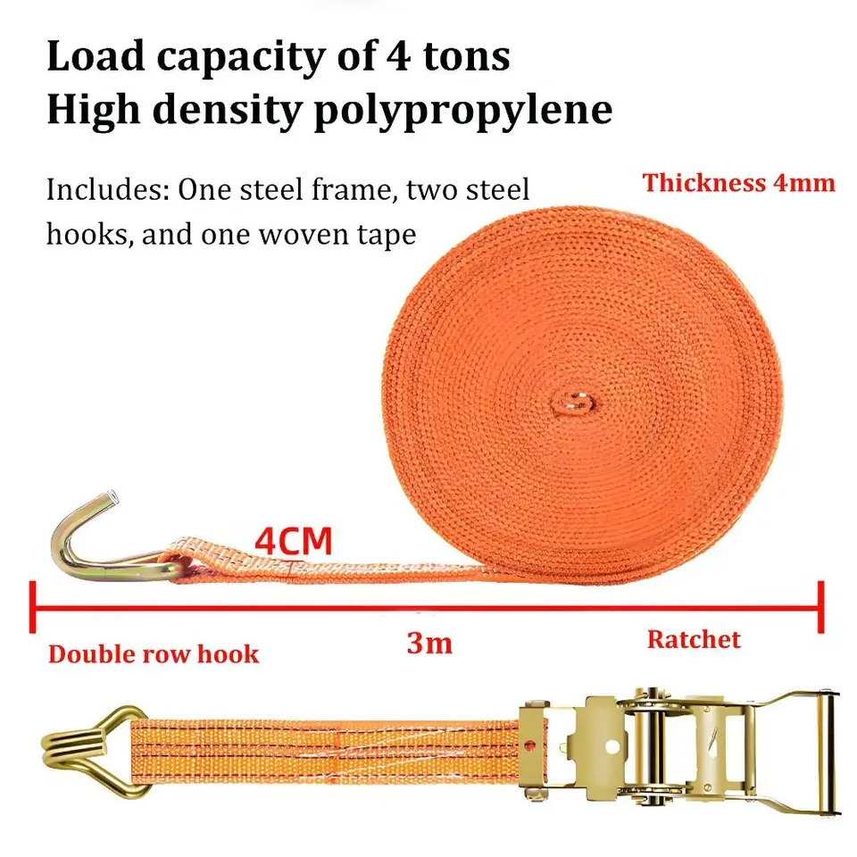 40mm Ratchet Tie-Down Straps | J Hooks | Heavy Duty Cargo Strapping 3-15m - Thumbnail 6