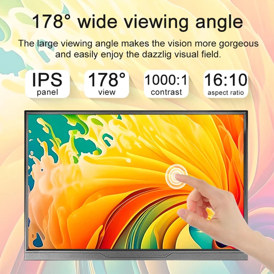 14 Touchscreen Portable Monitor | 1200P IPS Panel | USB-C & HDMI for Laptops - Thumbnail 7