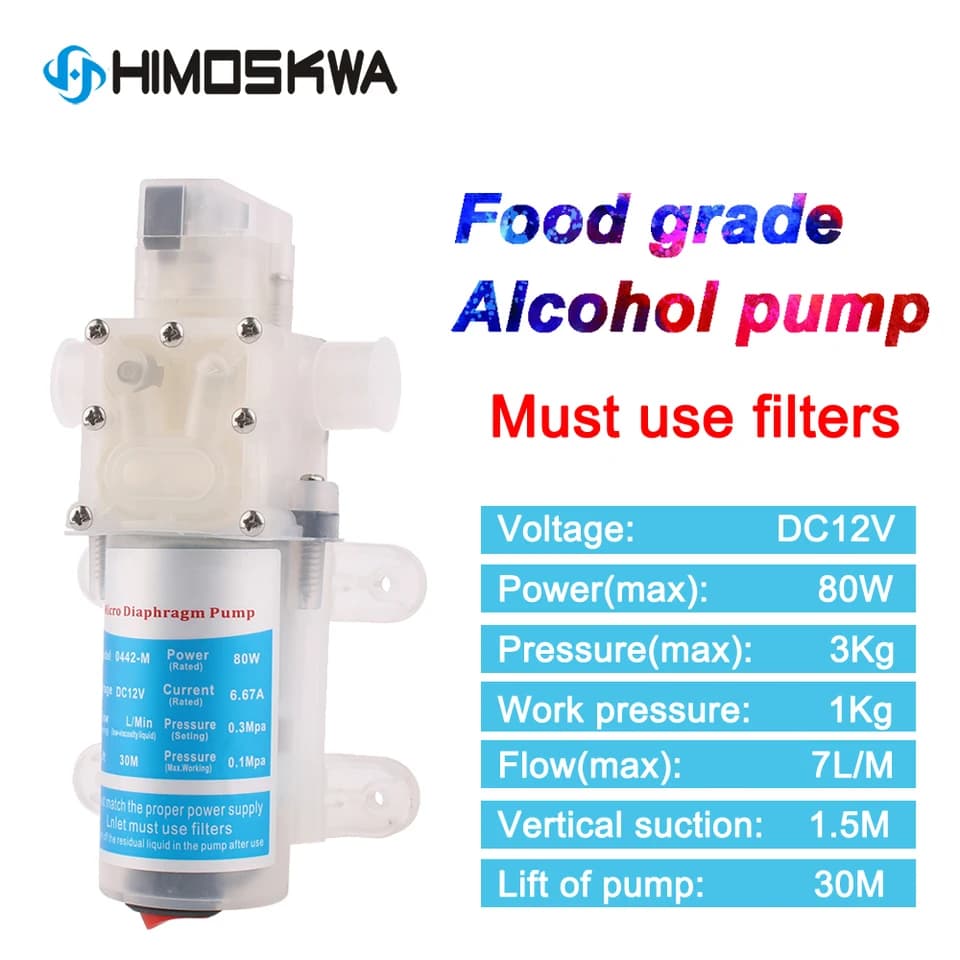 Condensate Pump 70/80W | Sanitary Self-Priming DC 12V | Food Grade Alcohol/Water - Thumbnail 5