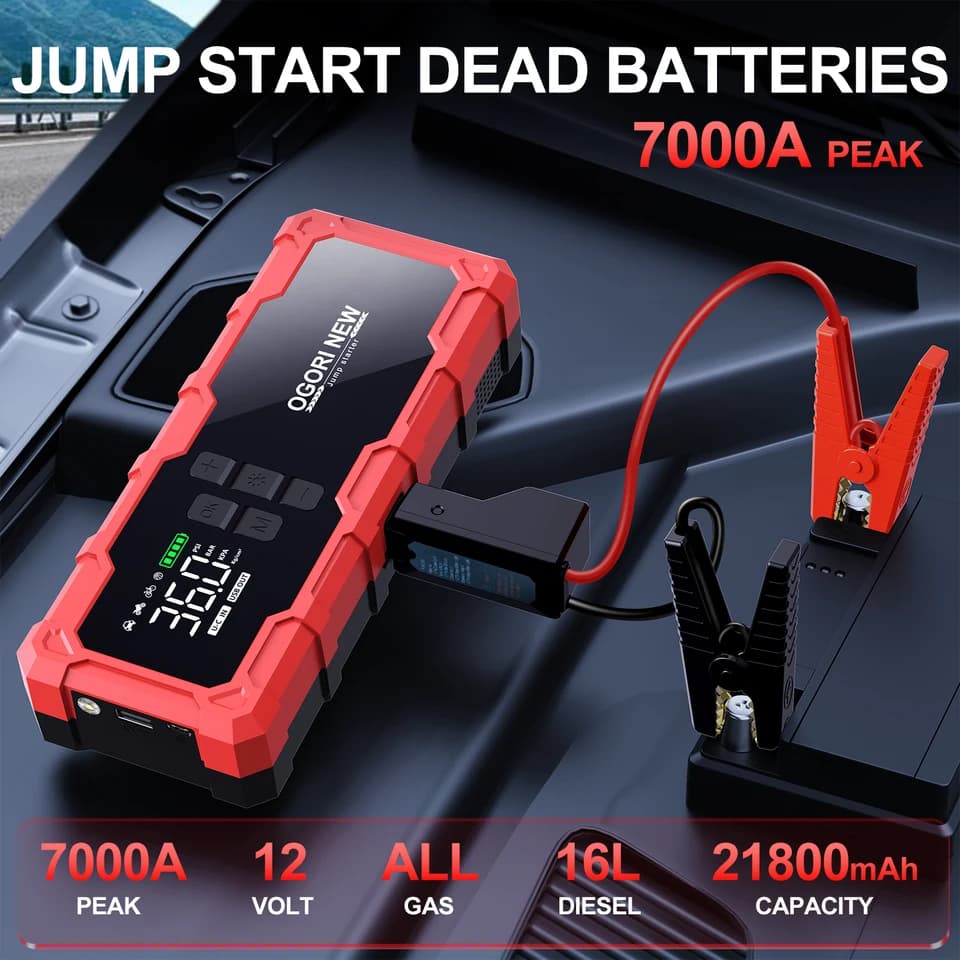 26800mAh Jump Starter | 150PSI Air Compressor | All Gas/16L Diesel Boost - Thumbnail 4