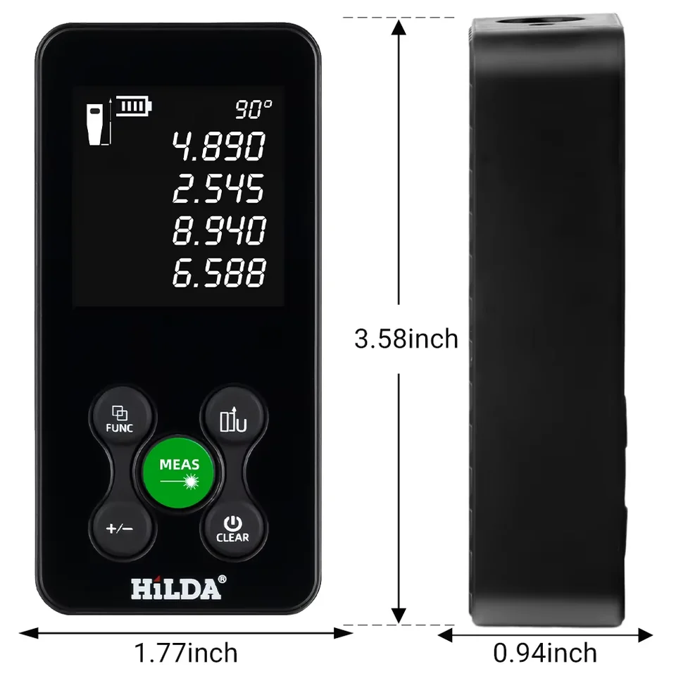 HILDA Laser Measure 50/100/120m | Rechargeable Digital Tape | Angle Measurement - Thumbnail 4