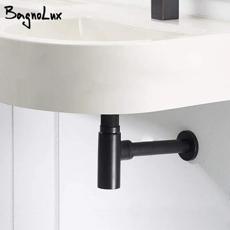 Black Bottle Trap | Matt Black Brass P-Trap | Basin Sink Siphon Kit - Thumbnail 4