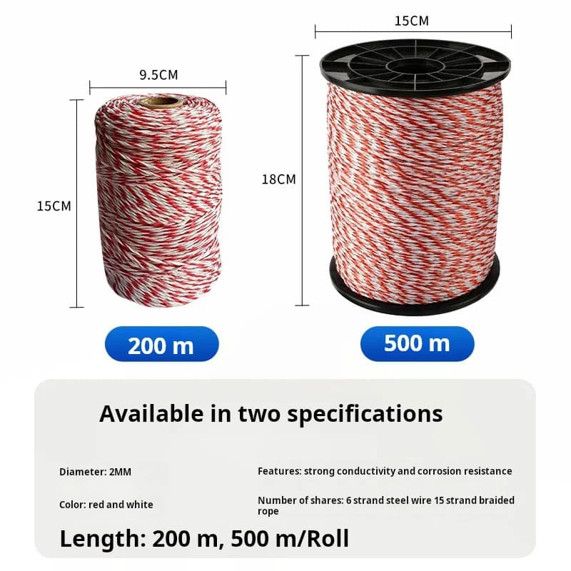 Fencing Polywire | Use with T-Posts & Fence Post Spike | 500m Roll - Thumbnail 6