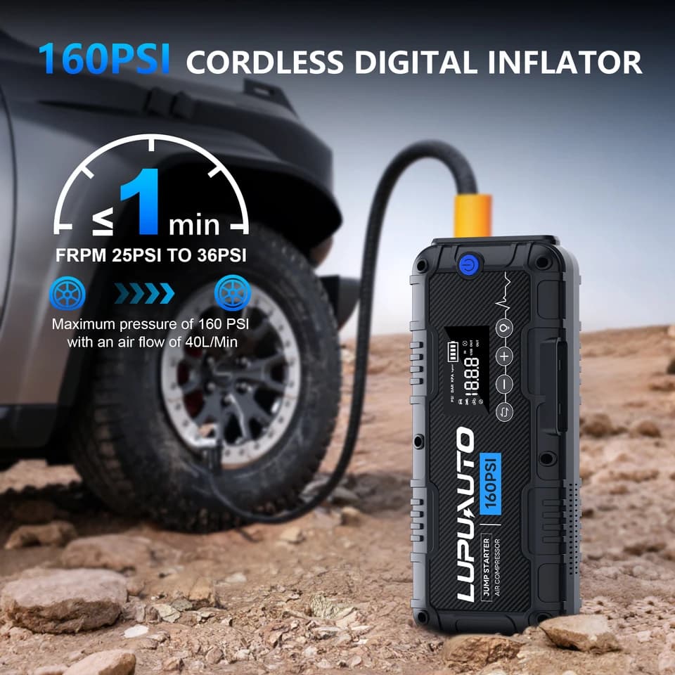 4000A Jump Starter | 4-in-1 Portable Car Battery Charger & Tyre Inflator - Thumbnail 5