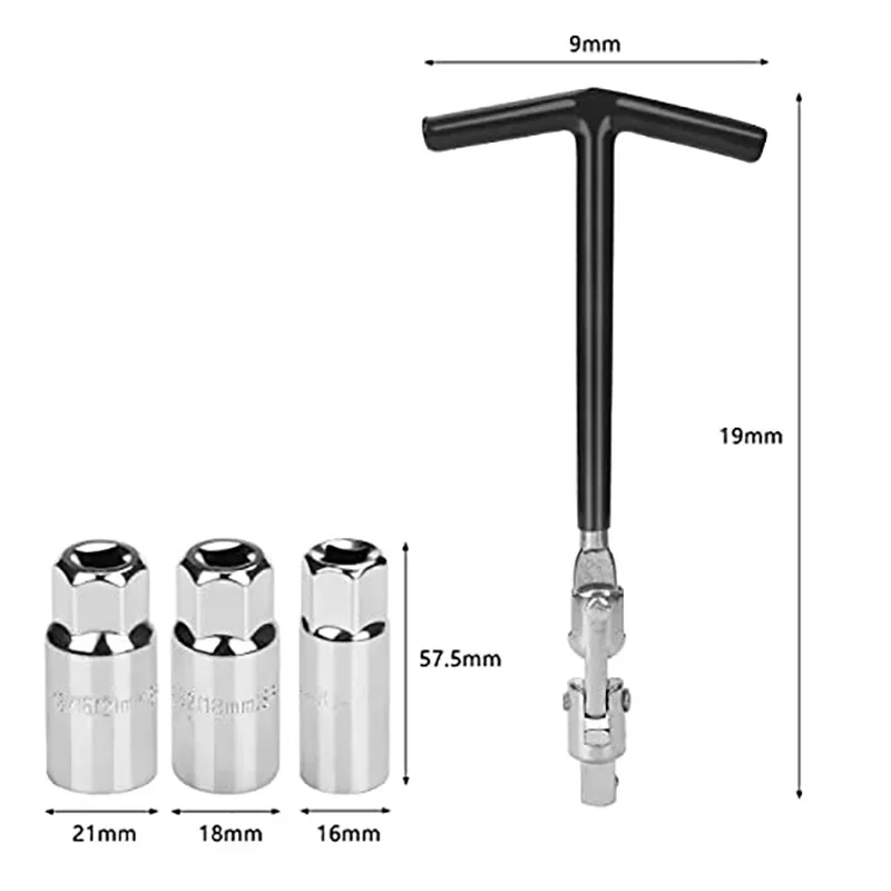 Plug Torque Wrench | 4-Piece Socket Set | 16mm 18mm 21mm Chrome-Plated - Thumbnail 6