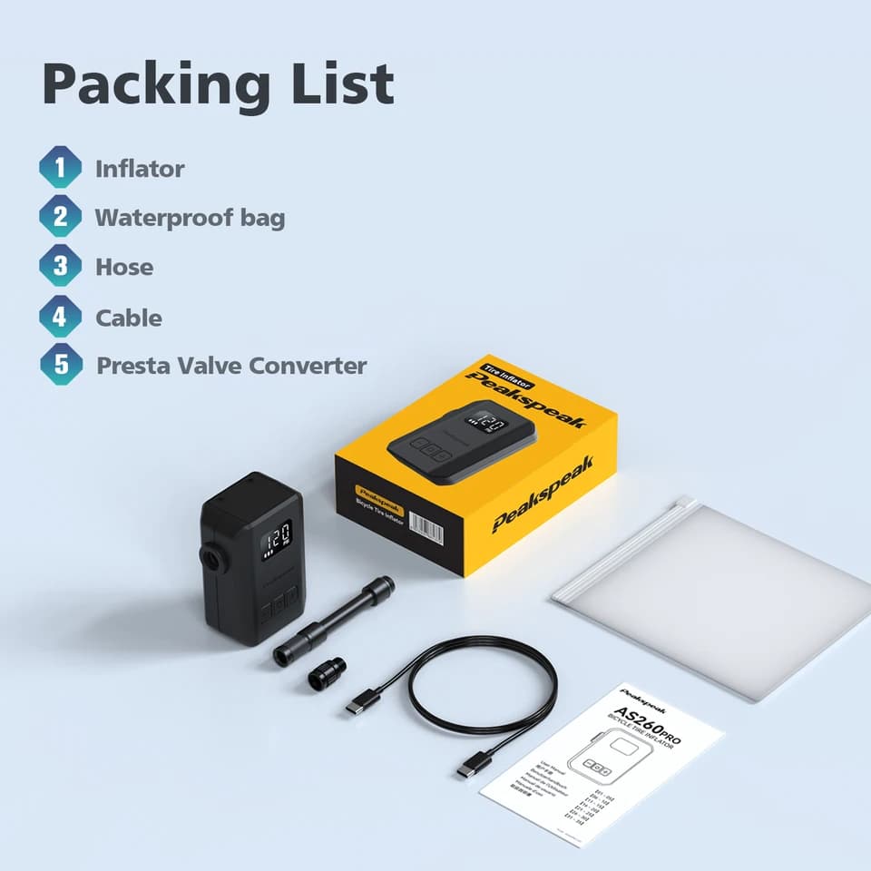 Peakspeak AS260PRO Digital Cordless Tyre Inflator | 120PSI Max | 600mAh Battery - Thumbnail 7