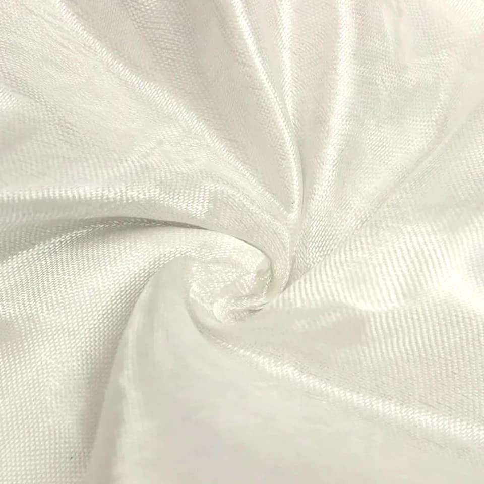 High-Temp Fiberglass Cloth: close-up of white fabric with folds and texture.