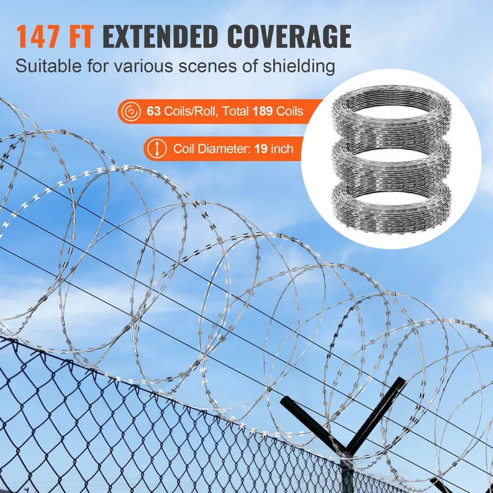 Barbed Wire Razor Wire Fencing | Double Spiral Galvanised | Security Perimeter - Thumbnail 5