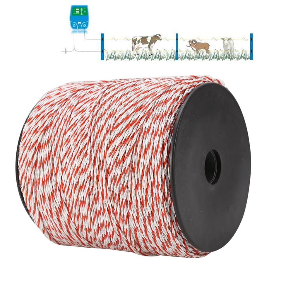 Electric Wire Fence | 500m Red & White Stainless Steel | Livestock Fencing - Thumbnail 2