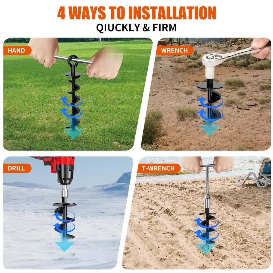 Heavy Duty Ground Anchor 4-Pack | Spiral | For Trampolines, Tents & Sheds - Thumbnail 5